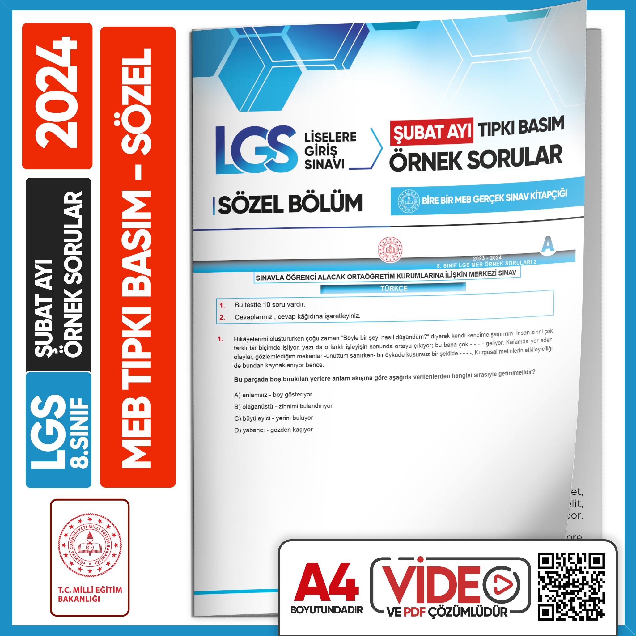 2024%208.Sınıf%20LGS%20Şubat%20Örnek%20Soru%20MEB%20Tıpkı%20Basım%20Kitapçıkları%20Sayısal-Sözel%20Video/PDF%20Çözümlü