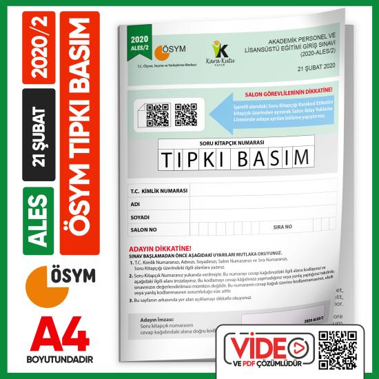 ALES%202020/2 ÖSYM%20Tıpkı%20Basım%20Çıkmış%20Soru%20Deneme%20Kitapçığı%20Video/PDF%20Çözümlü%20Türkiye%20Geneli