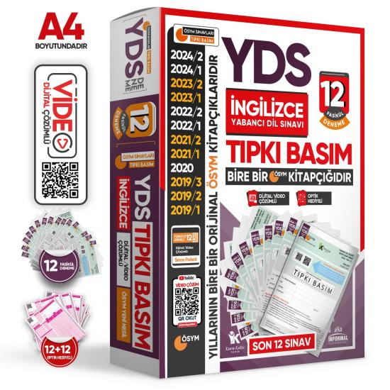 2025 YDS İngilizce ÖSYM Tıpkı Basım Çıkmış Soru 12li Deneme Paketi Video/PDF Çözümlü Türkiye Geneli