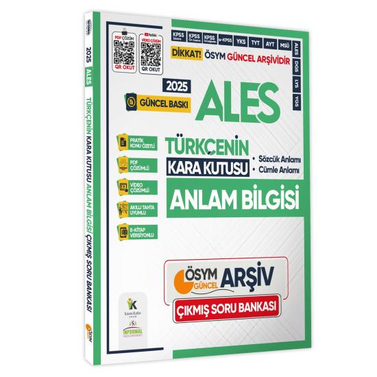 2025 ALES Türkçenin Kara Kutusu ANLAM BİLGİSİ (Sözcük-Cümle) Çıkmış Soru Bankası K. Özetli Çözümlü