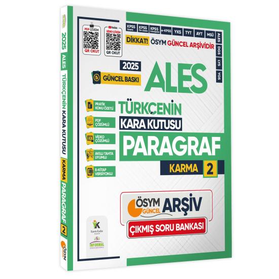 2025 ALES Türkçenin Kara Kutusu PARAGRAF 2 KARMA ÖSYM Çıkmış Soru Bankası K.Özetli Video/PDF Çözümlü