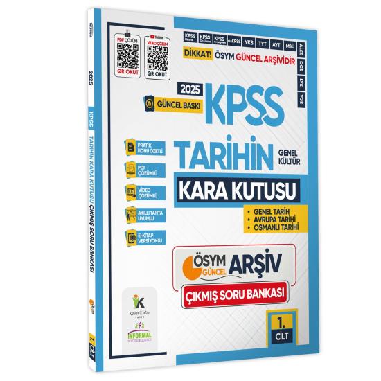 2025 KPSS TARİHİN Kara Kutusu 1.Cilt ÖSYM Çıkmış Soru Havuzu Bankası Konu Özetli Video/PDF Çözümlü