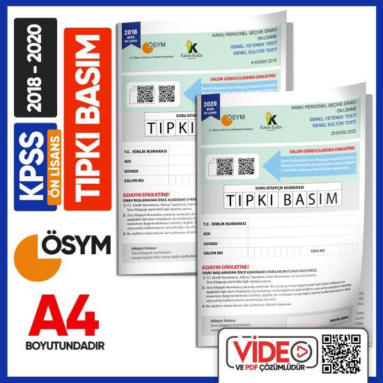 KPSS Ön Lisans 2018-2020 ÖSYM Tıpkı Basım Çıkmış Soru 2 Kitapçık Seti Video/PDF Çözümlü Türkiye G.