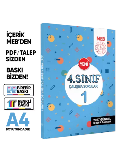 MEB İlkokul 4.Sınıf Çalışma Soruları 1-2 Tüm Dersler Kitap ve 6lı Tıpkı Basım 3lü Set BASKI ÜCRETİ MEB İlkokul 4.Sınıf Çalışma Soruları 1-2 Tüm Dersler Kitap ve 6lı Tıpkı Basım 3lü Set BASKI ÜCRETİ