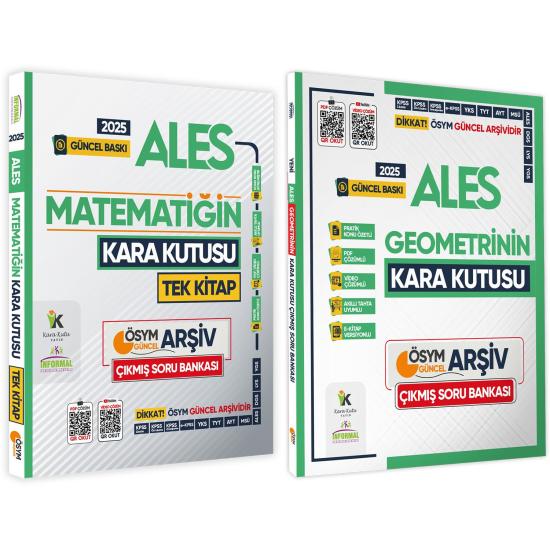 2025 ALES Kara Kutu Matematik TEK KİTAP ve Geometri Çıkmış Soru Bankası 2li SET Konu Özetli Çözümlü