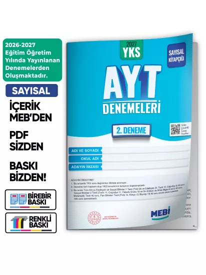 2027 YKS-AYT SAYISAL MEBİ ONLİNE Türkiye Geneli 2. Deneme Büyük Boy RENKLİ BASKI ÜCRETİ 2027 YKS-AYT SAYISAL MEBİ ONLİNE Türkiye Geneli 2. Deneme Büyük Boy RENKLİ BASKI ÜCRETİ