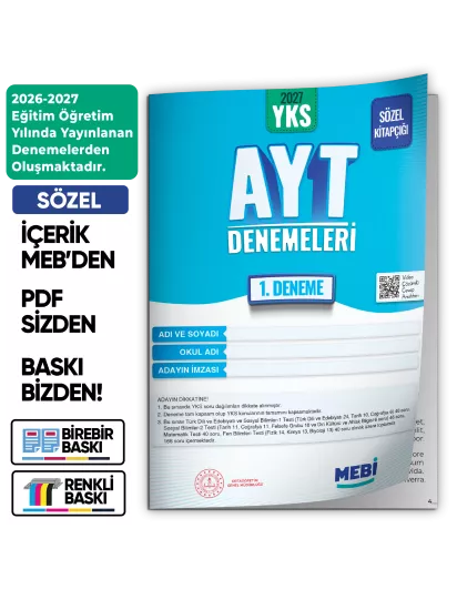2027 YKS-AYT SÖZEL MEBİ ONLİNE Türkiye Geneli 1. Deneme Büyük Boy RENKLİ BASKI ÜCRETİ 2027 YKS-AYT SÖZEL MEBİ ONLİNE Türkiye Geneli 1. Deneme Büyük Boy RENKLİ BASKI ÜCRETİ