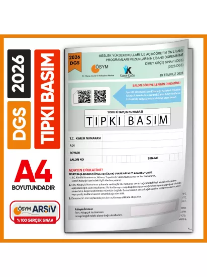 2026 DGS ÖSYM TIPKI Basım Sayısal-Sözel Çıkmış Soru Deneme Kitapçığı Dijital Çözümlü Türkiye Geneli 2026 DGS ÖSYM TIPKI Basım Sayısal-Sözel Çıkmış Soru Deneme Kitapçığı Dijital Çözümlü Türkiye Geneli