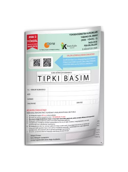 2026/2 YÖKDİL İngilizce FEN BİLİMLERİ ÖSYM Çıkmış Soru Tıpkı Basım Deneme Kitapçığı Türkiye Geneli 2026/2 YÖKDİL İngilizce FEN BİLİMLERİ ÖSYM Çıkmış Soru Tıpkı Basım Deneme Kitapçığı Türkiye Geneli