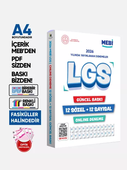 2027 LGS 8.Sınıf 4lü Çıkmış MEB Örnek Sorular Çalışma Kitabı -12li ONLİNE Deneme Paketi BASKI ÜCRETİ 2027 LGS 8.Sınıf 4lü Çıkmış MEB Örnek Sorular Çalışma Kitabı -12li ONLİNE Deneme Paketi BASKI ÜCRETİ