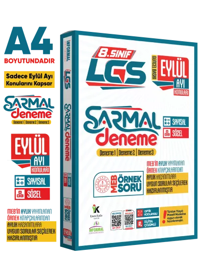 2027 8.Sınıf LGS Sadece EYLÜL AYI Konuları MEB Örnek Soruları 3lü Sarmal Deneme Paketi Çözümlü 2027 8.Sınıf LGS Sadece EYLÜL AYI Konuları MEB Örnek Soruları 3lü Sarmal Deneme Paketi Çözümlü