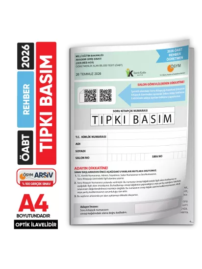 2026 MEB-AGS ÖABT Rehber Öğretmenliği ÖSYM Tıpkı Basım Kitapçığı Türkiye Geneli Deneme 2026 MEB-AGS ÖABT Rehber Öğretmenliği ÖSYM Tıpkı Basım Kitapçığı Türkiye Geneli Deneme