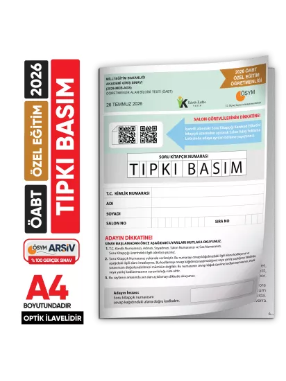 2026 MEB-AGS ÖABT Özel Eğitim Öğretmenliği ÖSYM Tıpkı Basım Kitapçığı Türkiye Geneli Deneme 2026 MEB-AGS ÖABT Özel Eğitim Öğretmenliği ÖSYM Tıpkı Basım Kitapçığı Türkiye Geneli Deneme