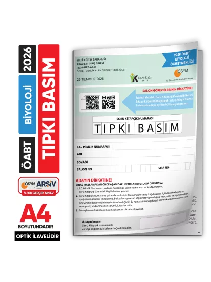 2026 MEB-AGS ÖABT Biyoloji Öğretmenliği ÖSYM Tıpkı Basım Kitapçığı Türkiye Geneli Deneme 2026 MEB-AGS ÖABT Biyoloji Öğretmenliği ÖSYM Tıpkı Basım Kitapçığı Türkiye Geneli Deneme