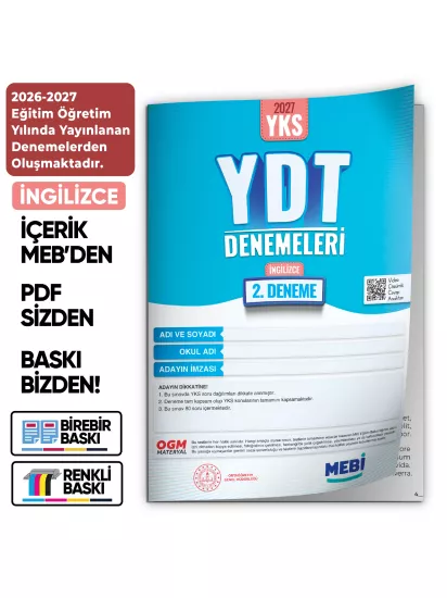 2027 YDT İNGİLİZCE MEBi-OGM ONLİNE Türkiye Geneli 2. Deneme Büyük Boy RENKLİ BASKI ÜCRETİ 2027 YDT İNGİLİZCE MEBi-OGM ONLİNE Türkiye Geneli 2. Deneme Büyük Boy RENKLİ BASKI ÜCRETİ