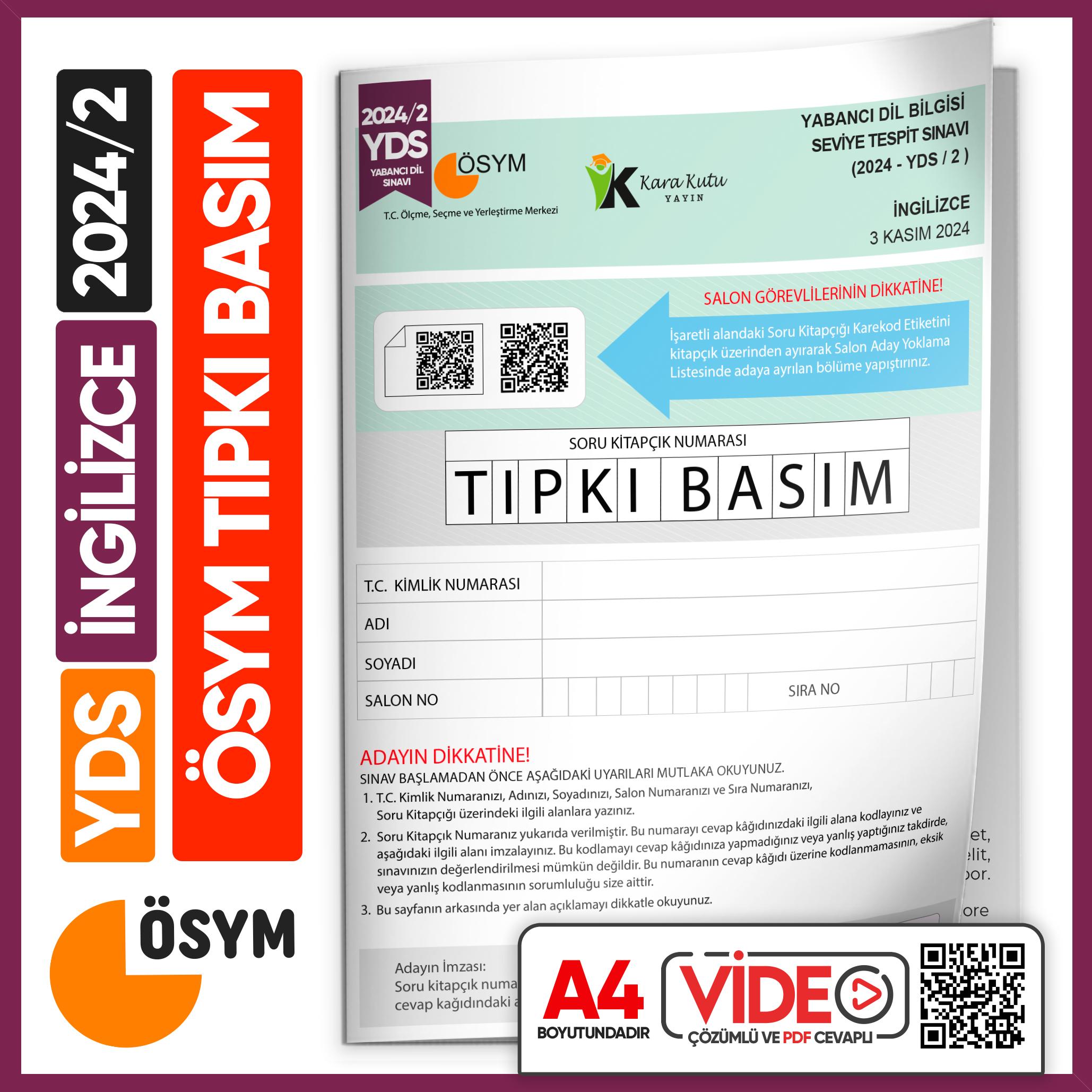 YDS%202024/2%20ÖSYM%20Tıpkı%20Basım%20Çıkmış%20Soru%20Deneme%20Kitapçığı%20Yeni%20Baskı%20Video%20Çözümlü%20Türkiye%20Geneli